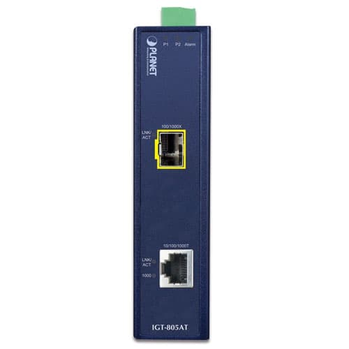 IGT-805AT — Industrial 10/100/1000BASE-T to 100/1000BASE-X SFP Media Converter, vista 2