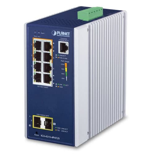 IGS-4215-4P4T2S — Industrial 4-Port 10/100/1000T 802.3at PoE + 4-Port 10/100/1000T + 2-Port 100/1000X SFP Managed Switch