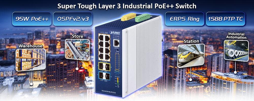 IGS-6329-8UP2S2X — Industrial L3 8-Port 10/100/1000T 802.3bt PoE + 2-Port 1G/2.5G SFP + 2-Port 10G SFP+ Managed Ethernet Switch, vista 4