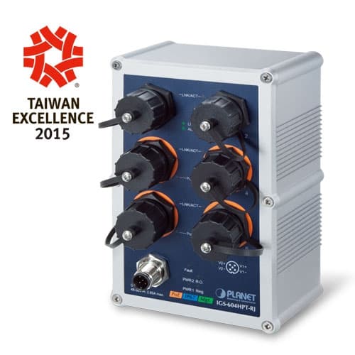 IGS-604HPT-RJ — Industrial IP67-rated 4-Port 10/100/1000T 802.3at PoE + 2-Port 10/100/1000T Managed Ethernet Switch