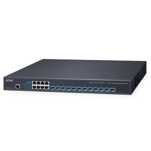 XGS-6350-12X8TR — Layer 3 12-Port 10G SFP+ + 8-Port 10/100/1000T Managed Switch with Dual 100~240V AC Redundant Power