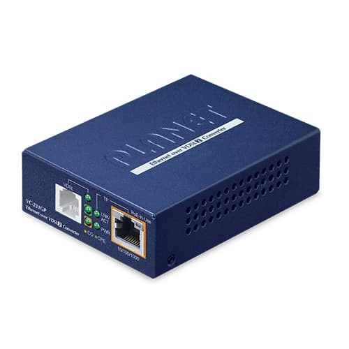 VC-231GP — 1-Port 10/100/1000T 802.3at PoE+ Ethernet to VDSL2 Converter