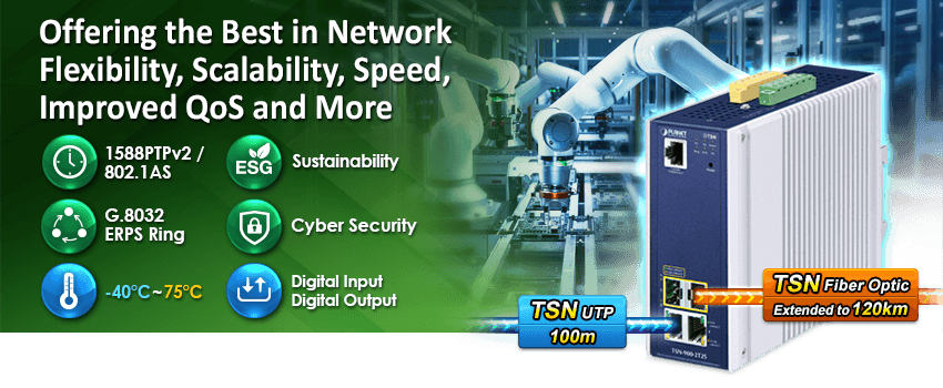 TSN-900-2T2S — Industrial 2-Port 10/100/1000T + 2-Port 1G/2.5G SFP Managed TSN Media Converter, vista 4