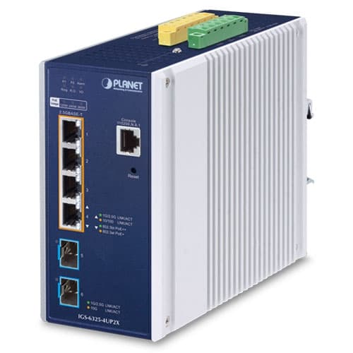 IGS-6325-4UP2X — Industrial L3 4-Port 2.5GBASE-T 802.3bt PoE + 2-Port 10G SFP+ Managed Ethernet Switch