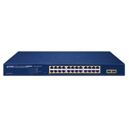 GS-2210-24P2S — 24-Port 10/100/1000T 802.3at PoE + 2-Port 1000X SFP Web Smart Ethernet Switch, vista 2
