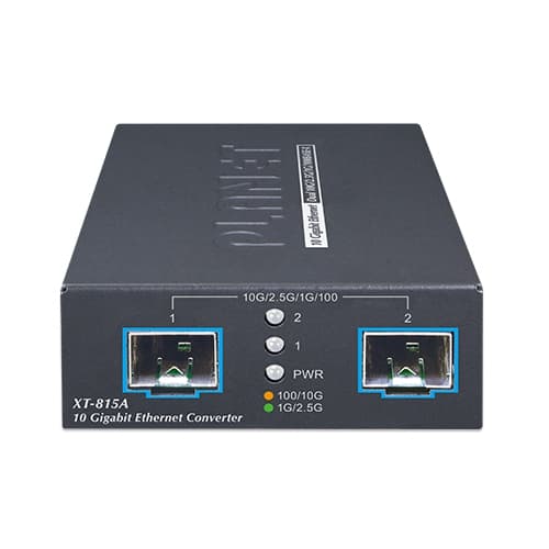 XT-815A — 2-Port 10G/2.5G/1G/100BASE-X SFP+ Media Converter, vista 2