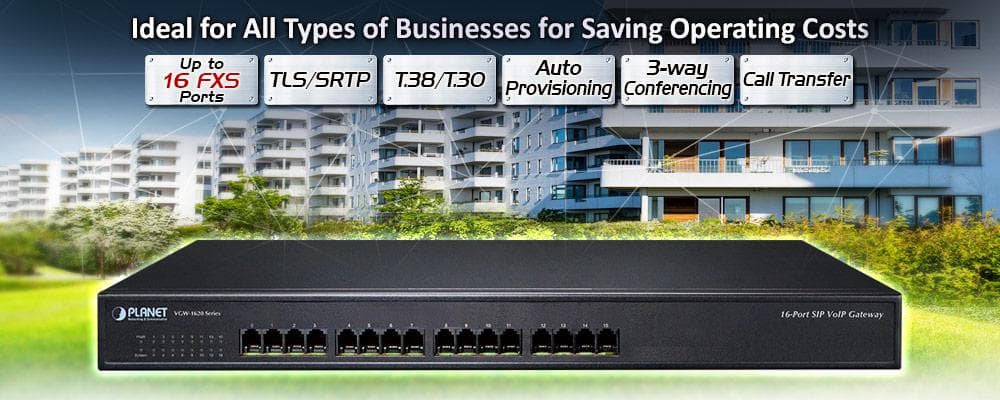 VGW-1620FS — 16-Port SIP VoIP Gateway (16 FXS), vista 4