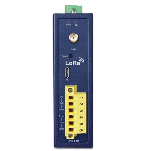 LN1130 — Industrial IP30 LoRa Node Controller (Modbus RS232, RS485, EU868/US915 Sub 1G), vista 3