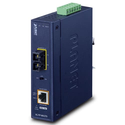 IGTP-80xT Series — 1000BASE-X to 10/100/1000BASE-T 802.3at PoE+ Industrial Media Converter, vista 5