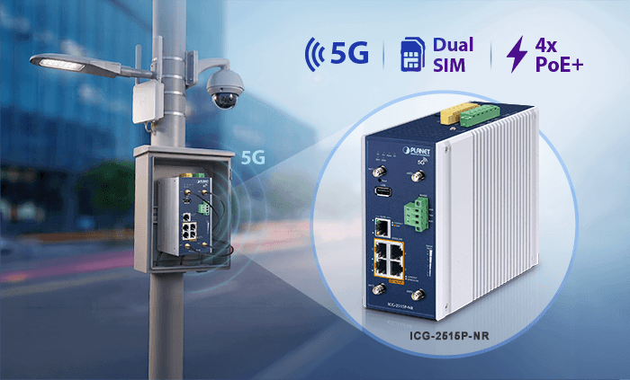 ICG-2515P-NR — Industrial 5G NR Cellular Gateway with 4-Port 10/100/1000T PoE+, vista 7