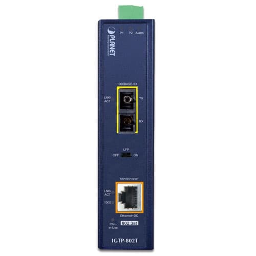 IGTP-80xT Series — 1000BASE-X to 10/100/1000BASE-T 802.3at PoE+ Industrial Media Converter, vista 3