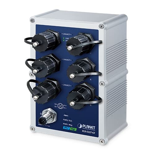 IGS-5227-6T — Industrial IP67-rated 6-Port 10/100/1000T Managed Ethernet Switch