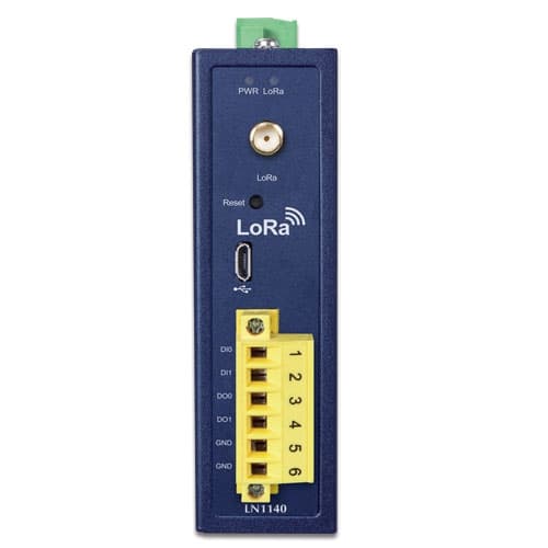 LN1140 — Industrial IP30 LoRa Node Controller (2 DI, 2 DO, EU868/US915 Sub 1G), vista 3