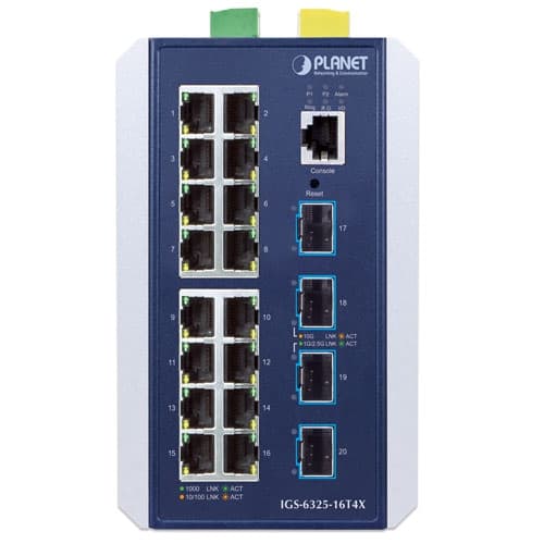 IGS-6325-16T4X — Industrial L3 16-Port 10/100/1000BASE-T + 4-Port 10GBASE-X SFP+ Managed Switch, vista 2