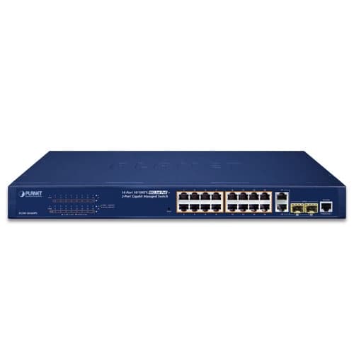 FGSW-1816HPS — 16-Port 10/100TX 802.3at PoE + 2-Port Gigabit TP/SFP Combo Managed Ethernet Switch, vista 2