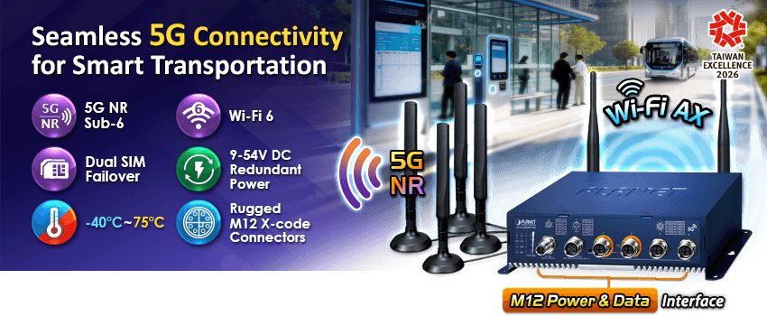 VCG-2406WP-NR — Industrial/Vehicle 5G NR Cellular Wireless Gateway with M12 PoE+, vista 9