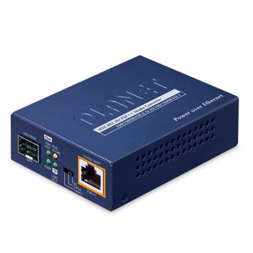 GUP-805A-60W — 100/1000BASE-X SFP to 10/100/1000BASE-T 802.3bt PoE++ Media Converter (60 Watts)