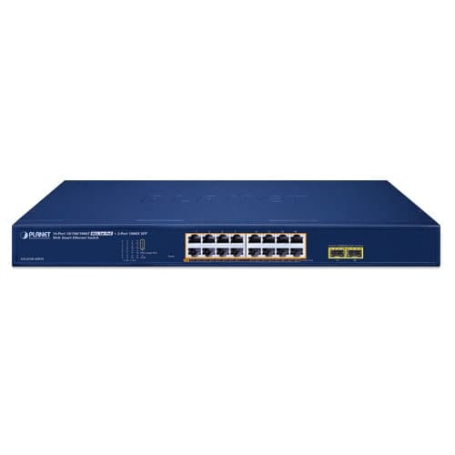 GS-2210-16P2S — 16-Port 10/100/1000T 802.3at PoE + 2-Port 1000X SFP Web Smart Ethernet Switch, vista 2