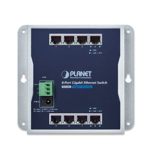 WGS-803 — Industrial 8-Port 10/100/1000T Wall-mount Switch, vista 2