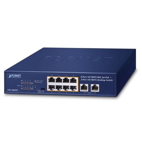 FSD-1008HP — 8-Port 10/100TX 802.3at PoE + 2-Port 10/100TX Desktop Switch