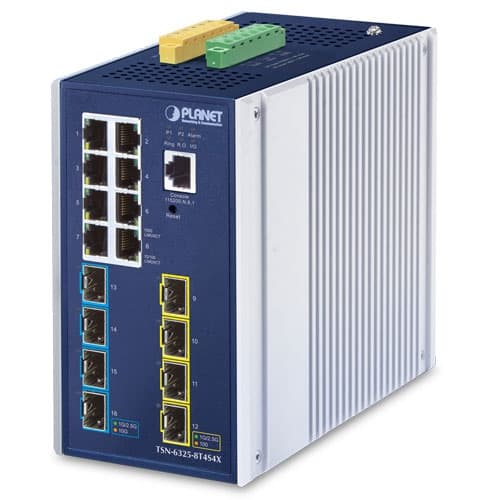 TSN-6325-8T4S4X — Industrial L3 8-Port 10/100/1000T + 4-Port 1G/2.5G SFP + 4-Port 10GBASE-X SFP+ 
Managed TSN Ethernet Switch