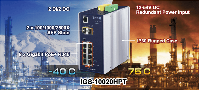 IGS-10020HPT/IGS-10020HPT-U — Industrial 8-port 10/100/1000T 802.3at PoE + 2-port 1G/2.5G SFP Managed Switch, vista 7