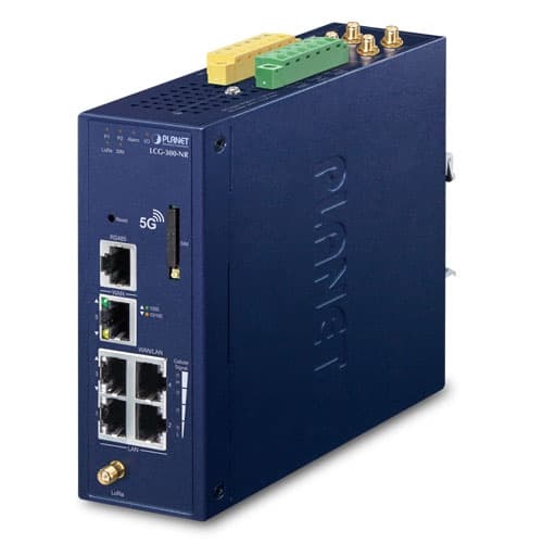LCG-300-NR — Industrial LoRaWAN + 5G NR Cellular Gateway with 5-Port 10/100/1000T, vista 4