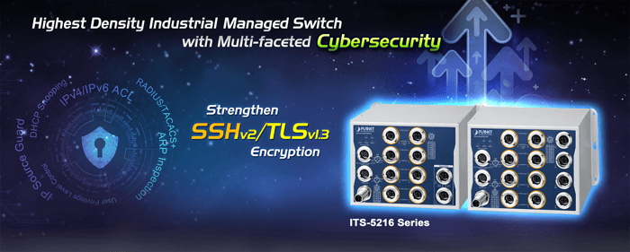 ITS-5216-8P2TB-WV — Industrial L2+ 8-Port 10/100/1000T 802.3at PoE M12 + 2-Port 10/100/1000T M12 Bypass Managed Ethernet Switch, vista 8