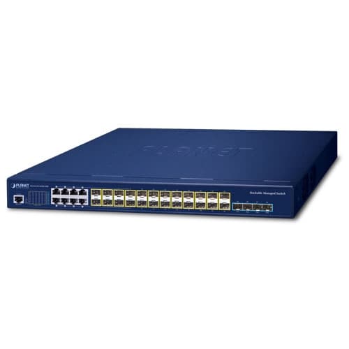 SGS-6310-16S8C4XR — L3 16-Port 100/1000X SFP + 8-Port Gigabit TP/SFP + 4-Port 10G SFP+ Stackable Managed Switch (Dual 100~240V AC)