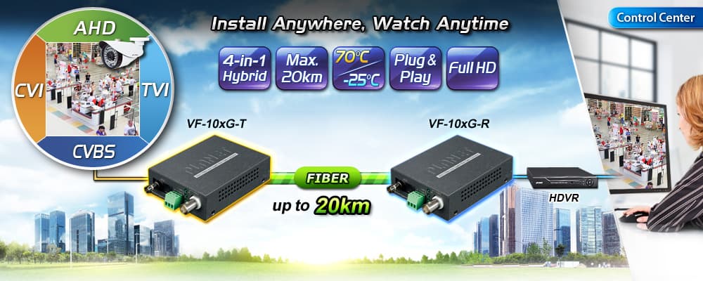 VF-10xG-KIT — 1-Channel 4-in-1 Video over Gigabit Fiber Bundle Kit, vista 11