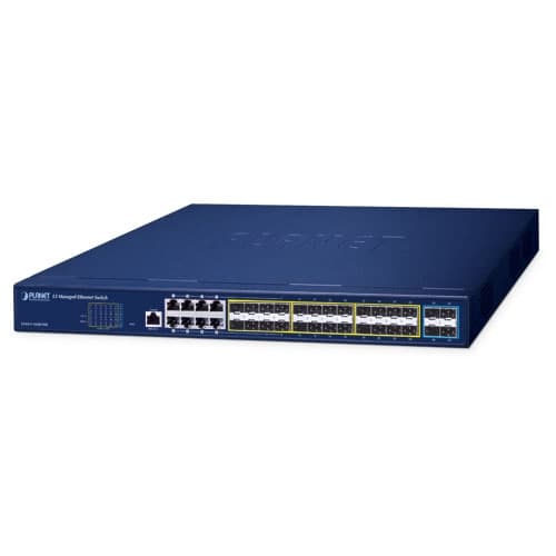 GS-6311-16S8C4XR — L3 16-Port 100/1000X SFP + 8-Port Gigabit TP/SFP + 4-Port 10G SFP+ Managed Ethernet Switch with 36-72V DC Redundant Power