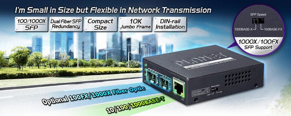 GT-1205A — 10/100/1000BASE-T to Dual 100/1000BASE-X SFP Media Converter, vista 4