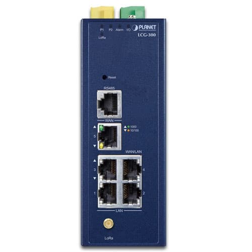LCG-300 — Industrial LoRaWAN Gateway with 5-Port 10/100/1000T, vista 3
