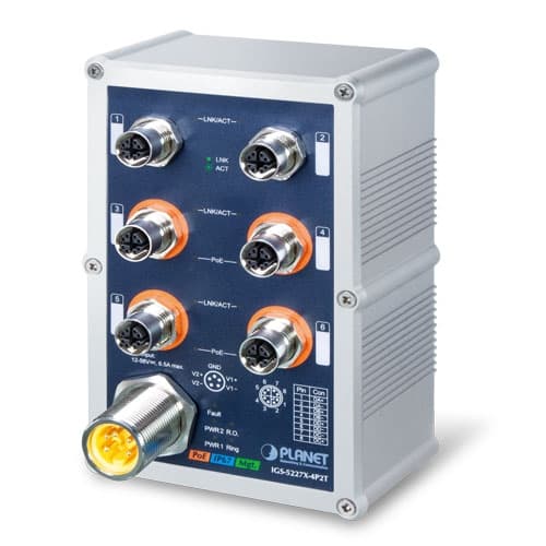 IGS-5227X-4P2T — Industrial IP67-rated 4-Port 10/100/1000T 802.3at PoE+ 2-Port 10/100/1000T Managed Ethernet Switch