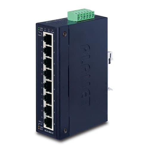 IGS-801T — 8-Port 10/100/1000T Industrial Gigabit Ethernet Switch (-40~75 degrees C operating temperature)
