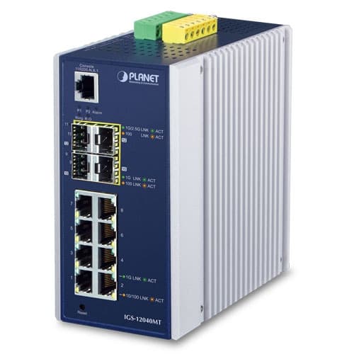 IGS-12040MT — Industrial 8-Port 10/100/1000T + 2-Port 100/1G SFP + 2-Port 1G/2.5G SFP Managed Ethernet Switch