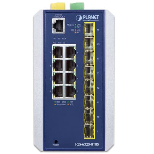 IGS-6325-8T8S — Industrial L3 8-Port 10/100/1000T + 8-Port 1G/2.5G SFP Managed Ethernet Switch, vista 2