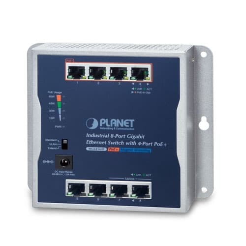 WGS-814HP — Industrial 8-Port 10/100/1000T Wall-mounted Gigabit Switch with 4-port PoE+