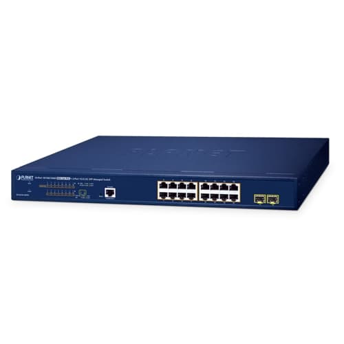 GS-4210-16P2S — 16-Port 10/100/1000T 802.3at PoE + 2-Port 1G/2.5G SFP Managed Switch