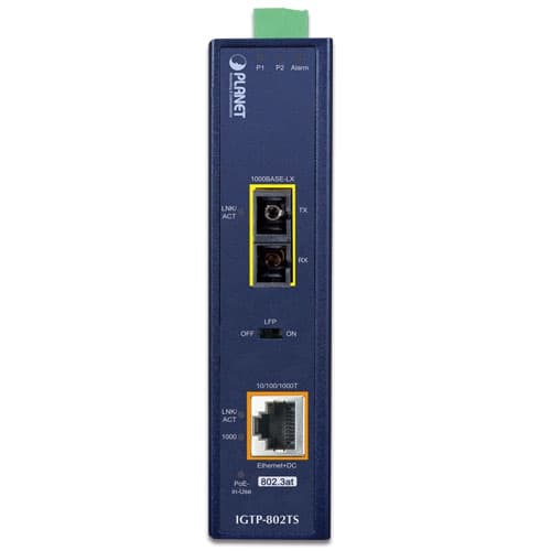IGTP-80xT Series — 1000BASE-X to 10/100/1000BASE-T 802.3at PoE+ Industrial Media Converter, vista 6