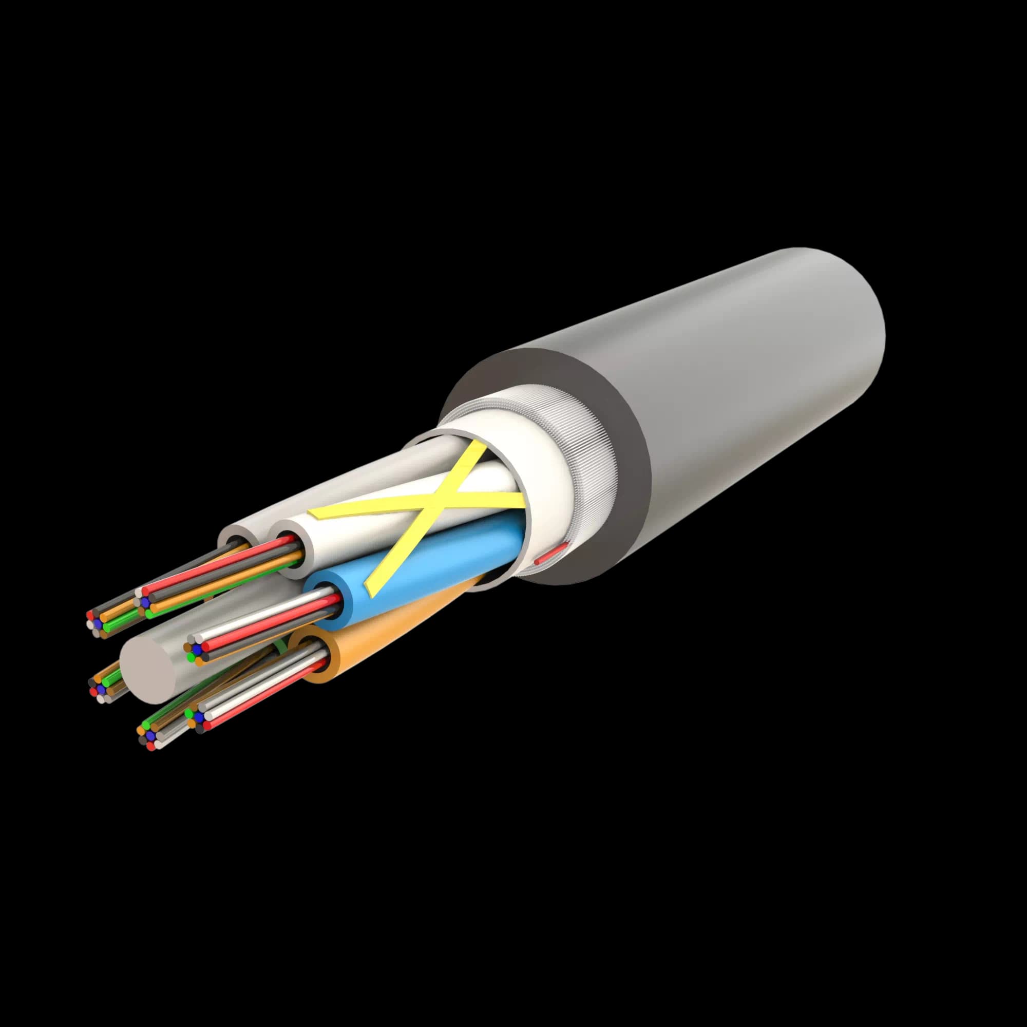 Mini-Duct Multi Loose Tube Fiber Optic Cable | Gel-Filled Dry Core | AT-D1Q2Y | Up to 72F