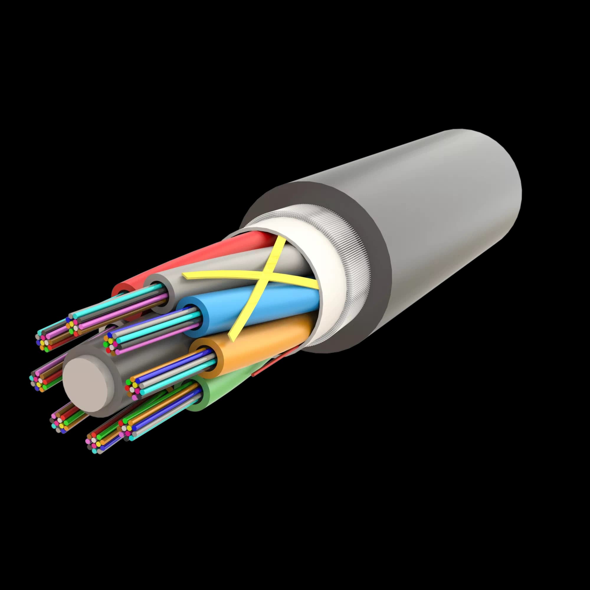 Non-Metallic Armoured Multi Loose Tube Fiber Optic Cable | Gel-Filled | UT-D1Q(ZN-GY)BH | Up to 96F | Universal