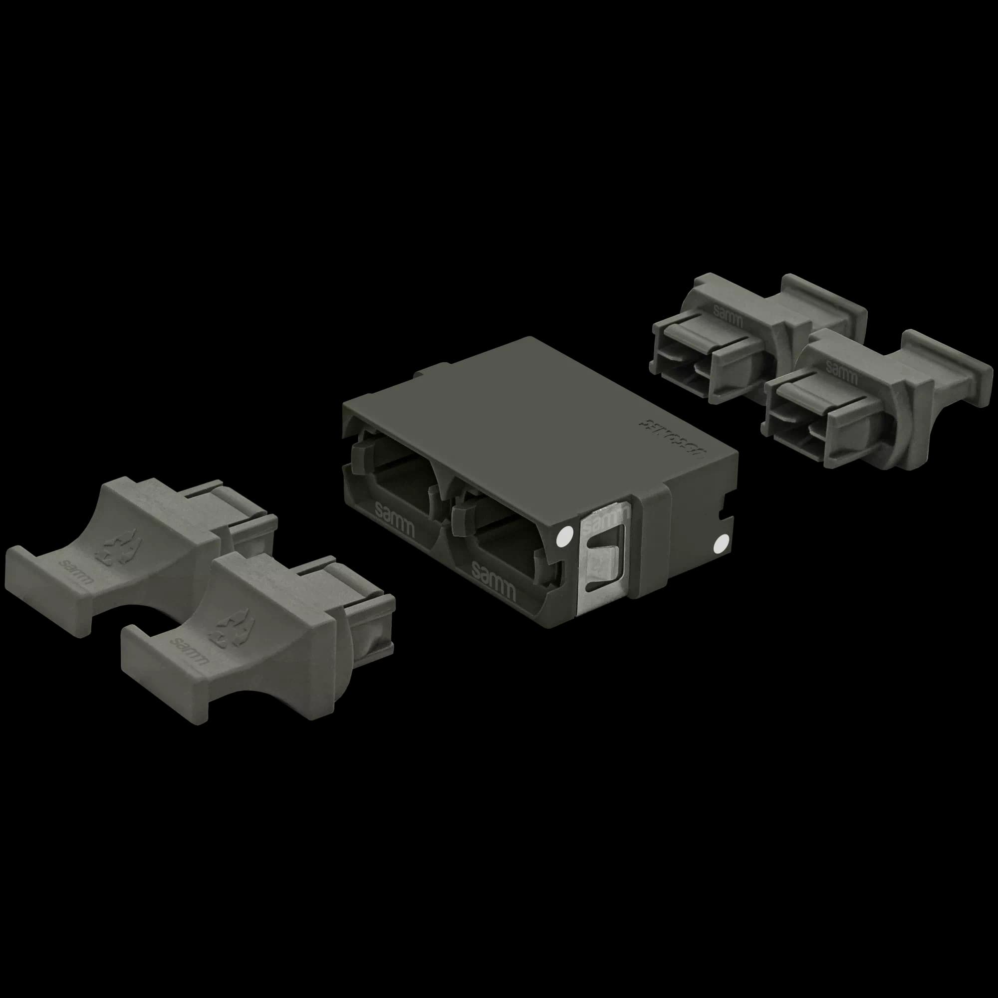 MTP Duplex Adapter | w/o Flange | Opposed Keys | 4 Dust Plugs US Conec ( 15001, 15004, 15008), vista 3