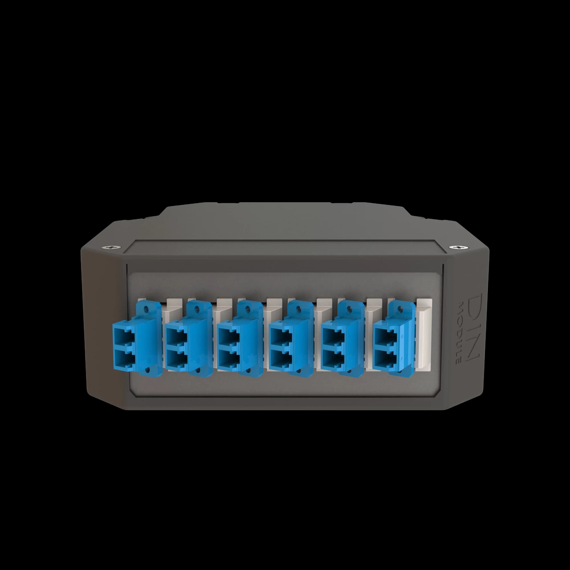 DIN Rail Termination Box | 6 LC Duplex Angled | DP2, vista 2