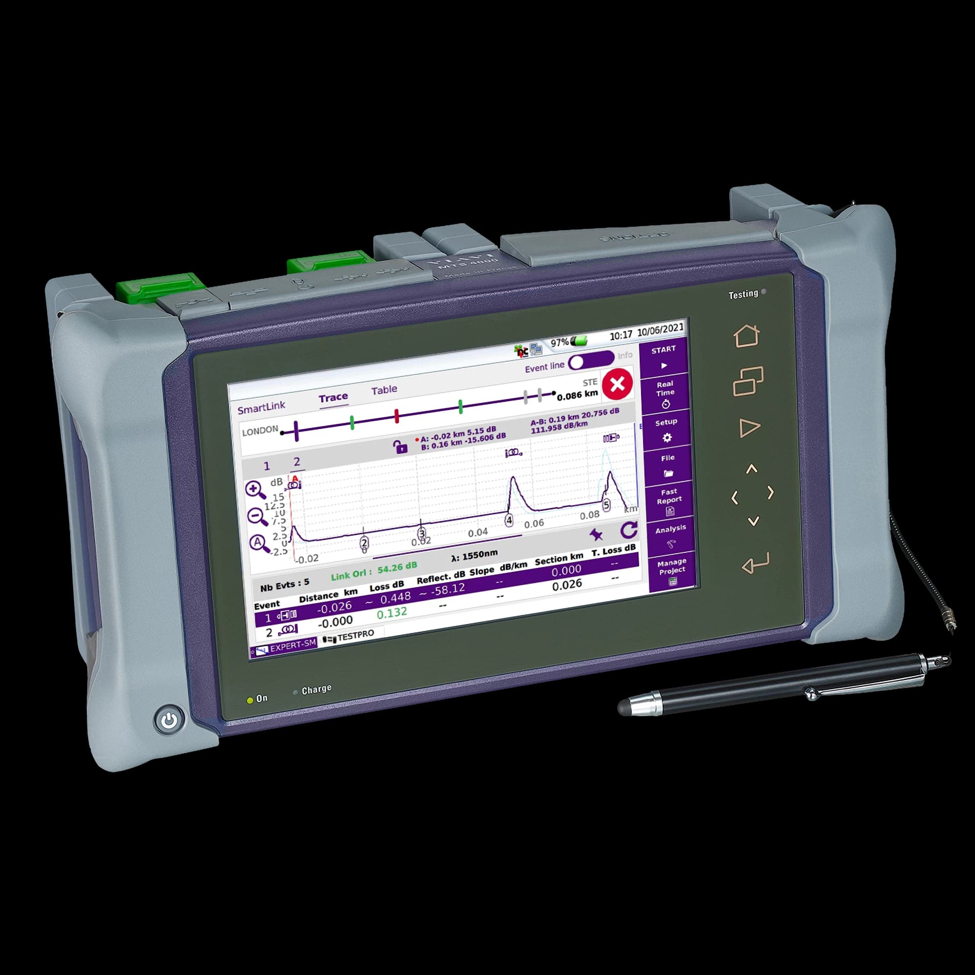MTS-4000 OTDR + 4126A Module (Single Mode), vista 4