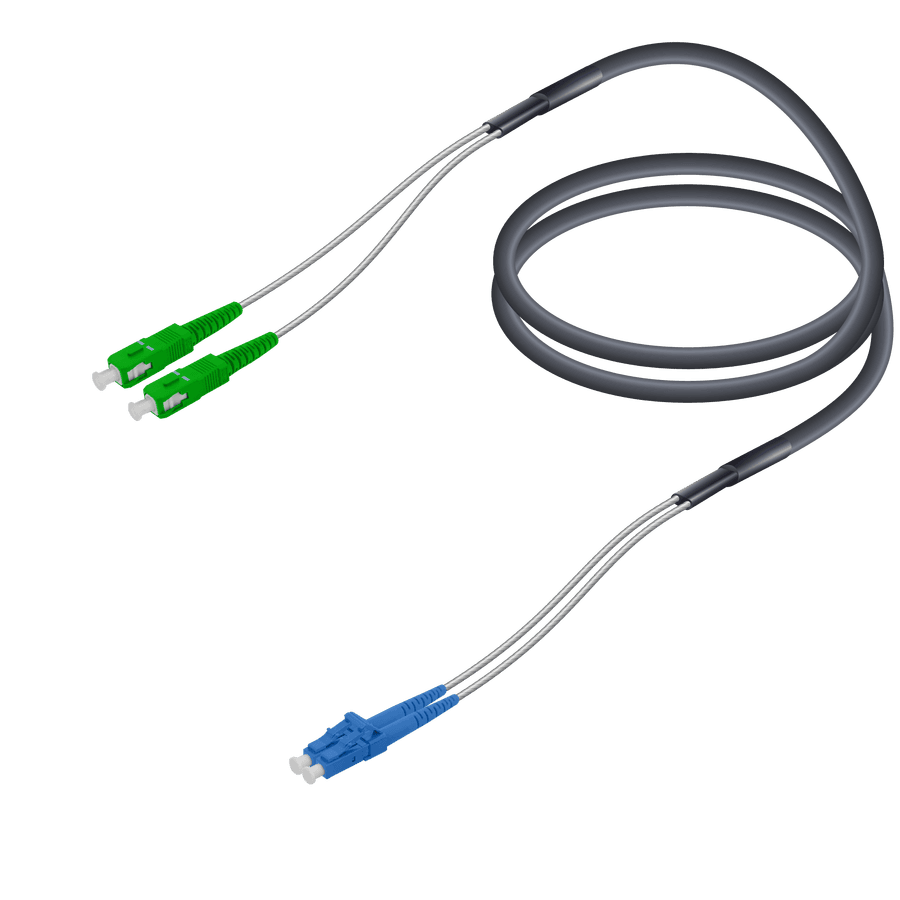 SC/APC-LC/UPC | Single Mode G657.A2 Corrugated Steel FTTA Breakout | 7.0x2.85mm