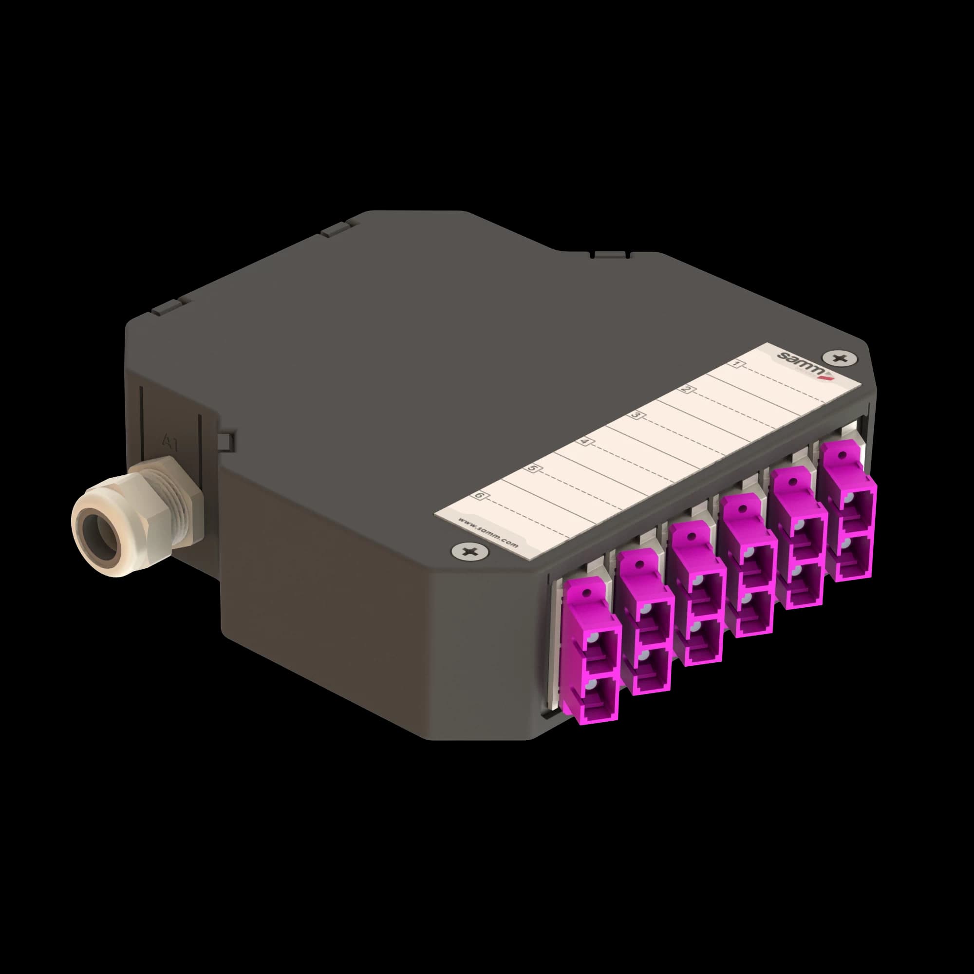 DIN Rail Termination Box | 6 SC Duplex Angled | DP1, vista 6