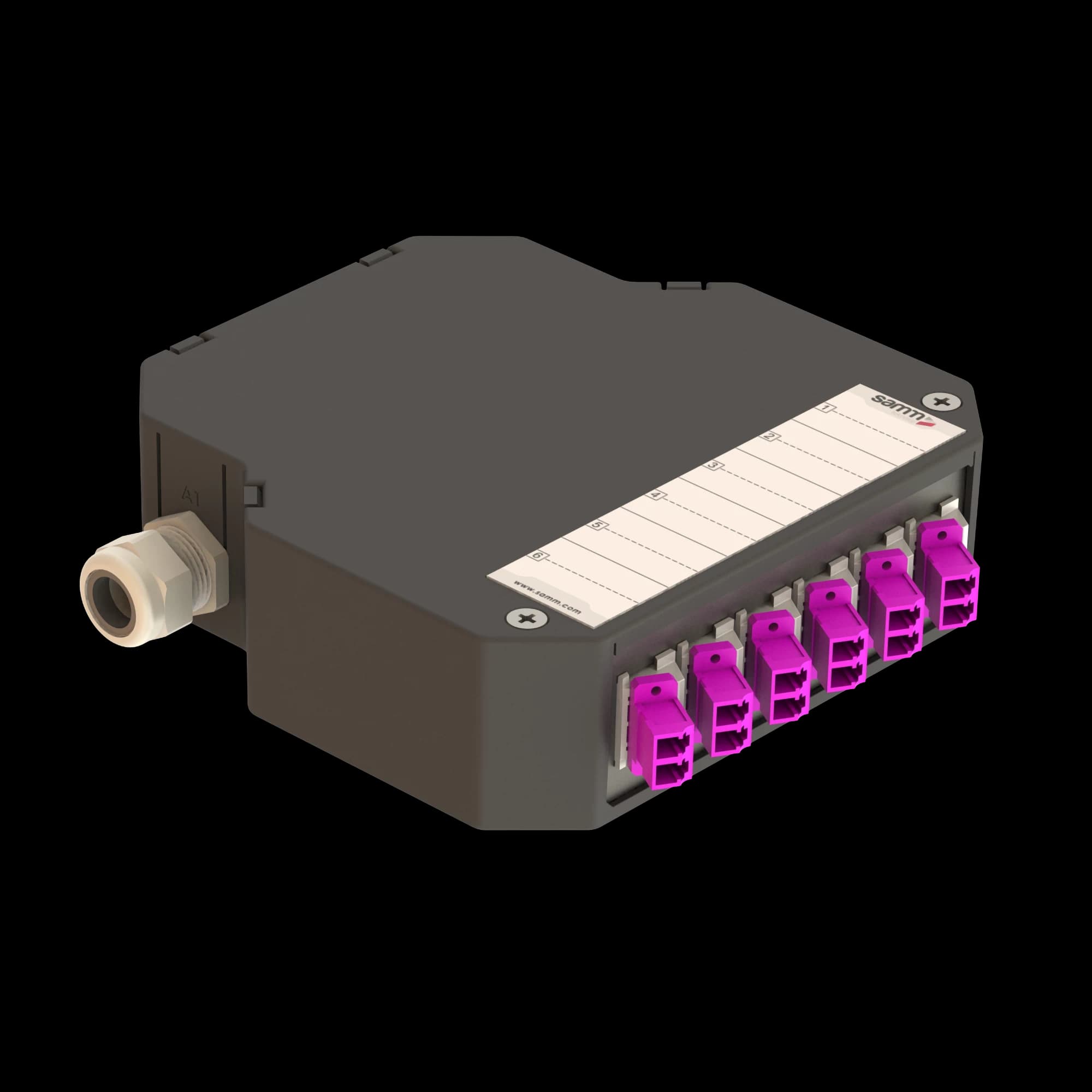 DIN Rail Termination Box | 6 LC Duplex Angled | DP2, vista 6