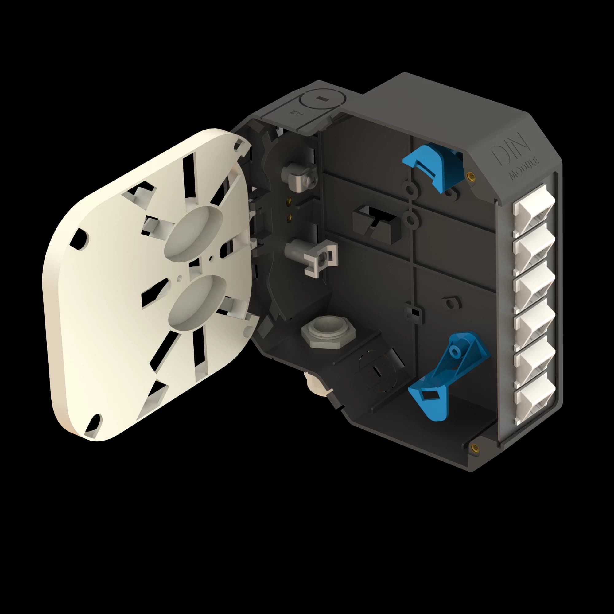 DIN Rail Termination Box | Angled | DP2 Empty (LC/DX SC/SX), vista 5