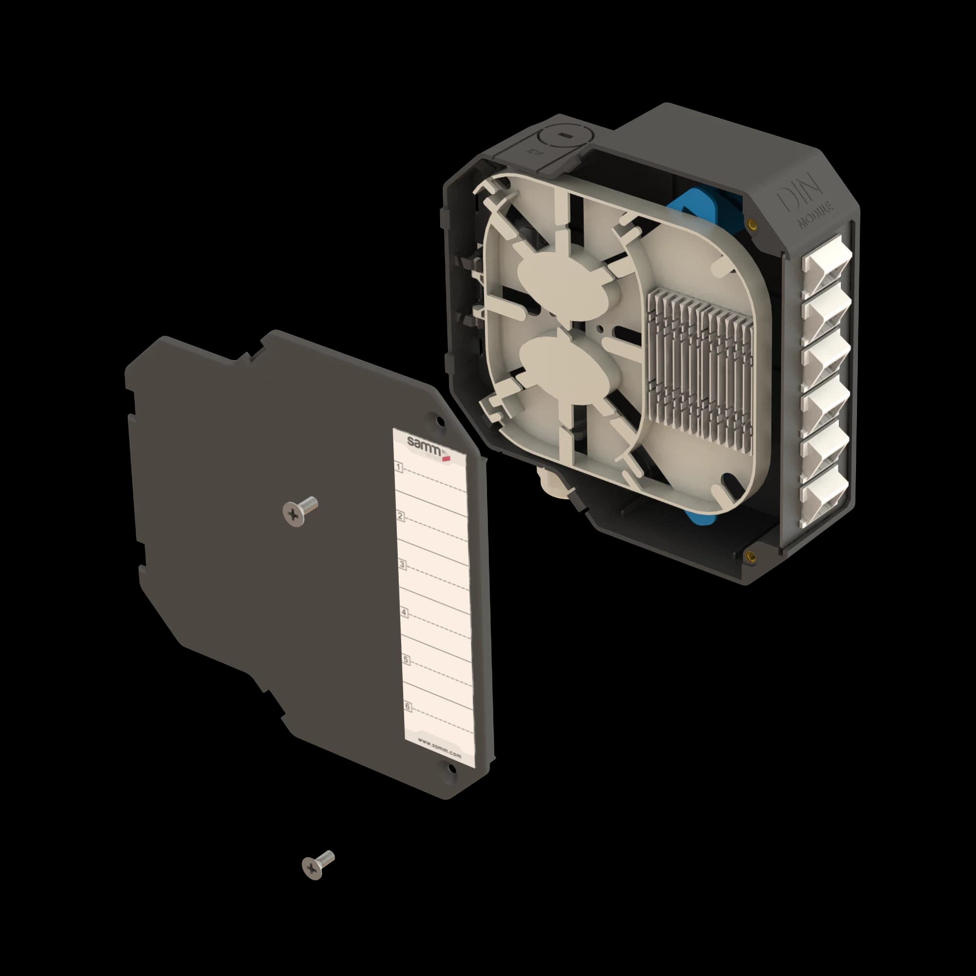 DIN Rail Termination Box | Angled | DP2 Empty (LC/DX SC/SX), vista 2